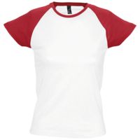 Футболка женская Milky 150 белая с красным, размер XL