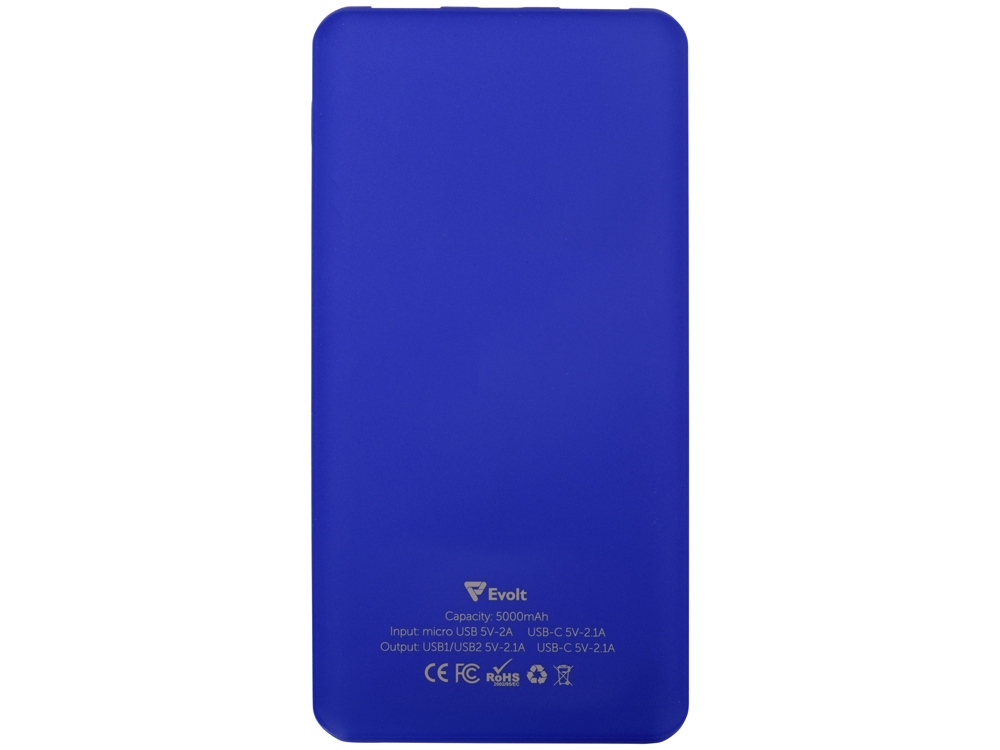 Портативное зарядное устройство Reserve с USB Type-C, 5000 mAh, синий