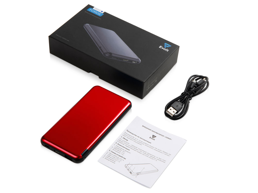 Внешний аккумулятор Forge v.2, металл, 10000mah, красный