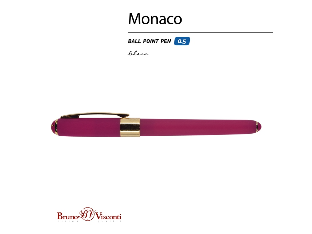 Ручка пластиковая шариковая Monaco, 0,5мм, синие чернила, пурпурный