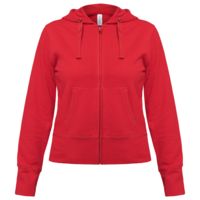 Толстовка женская Hooded Full Zip красная, размер XXL
