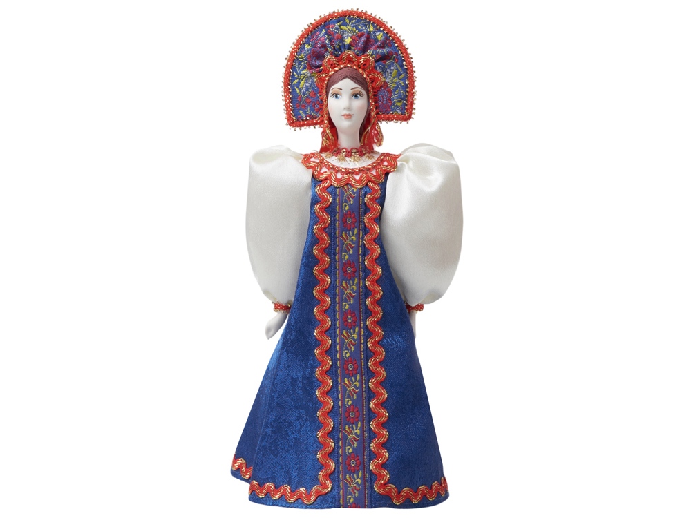 Подарочный набор: кукла фарфоровая, мед, синий