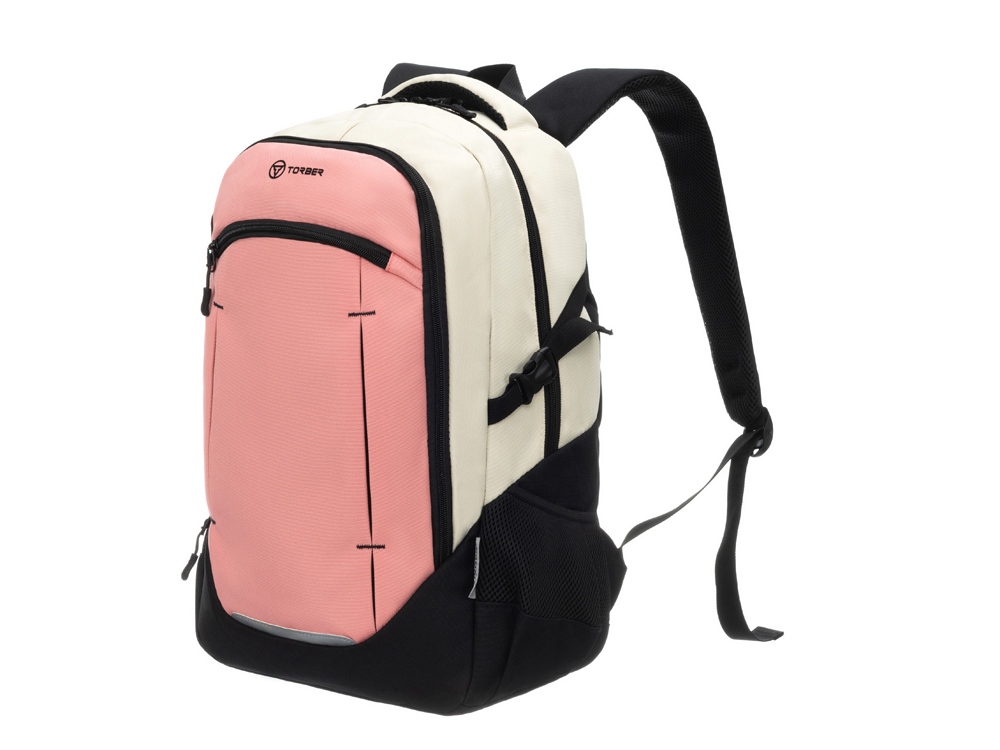 Рюкзак TORBER CLASS X, персиковый, 46 x 32 x 18 см + Мешок для сменной обуви в подарок!