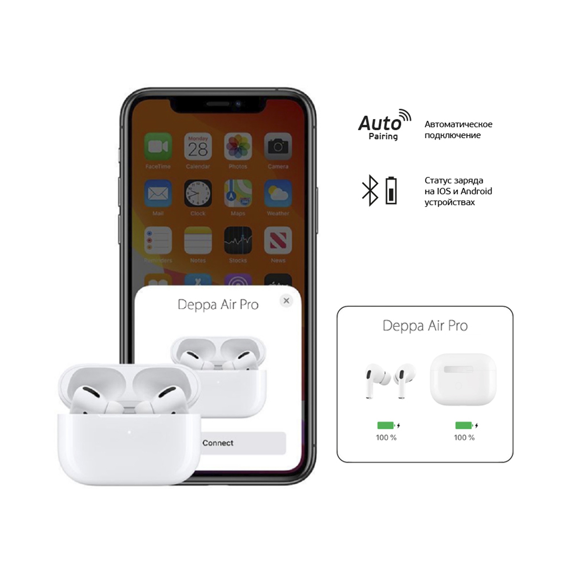 Беспроводные наушники с микрофоном Air Pro 2 , TWS, BT 5.3, 300 мАч, QI