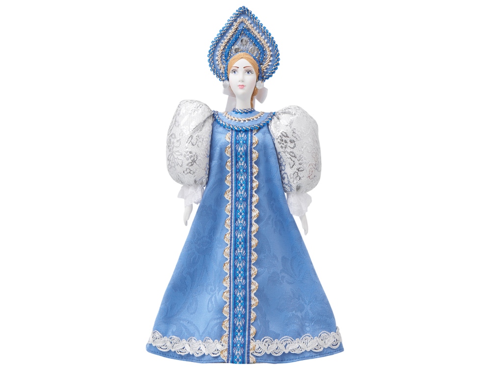 Подарочный набор: кукла фарфоровая, крем-мед, голубой