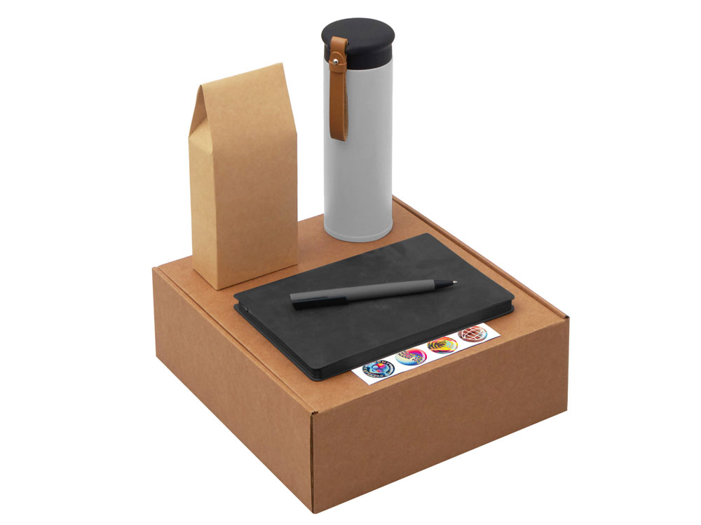 Набор Draftea с блокнотом, ручкой, термосом и чаем