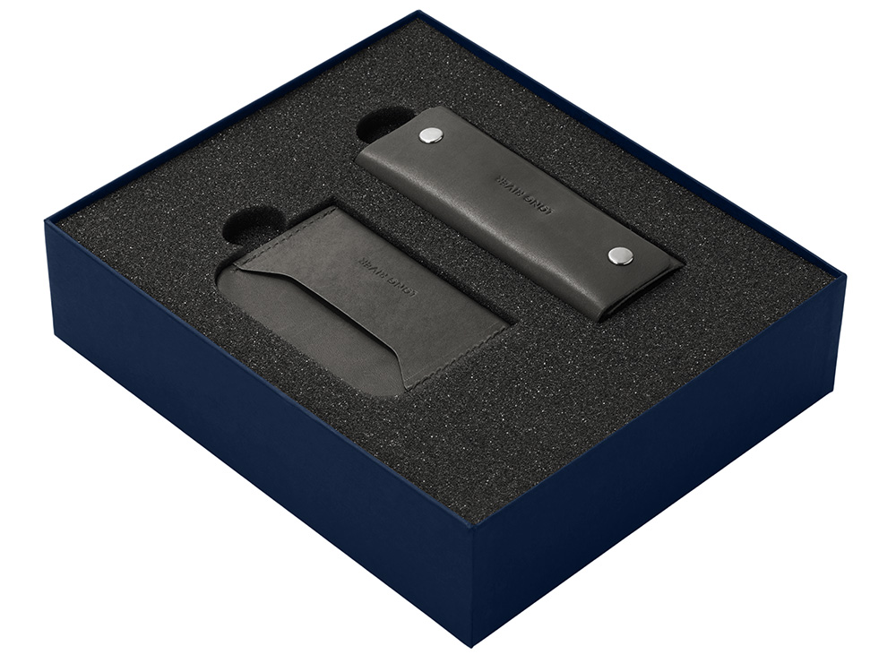 Подарочный набор Long River: картхолдер, ключница, синяя коробка