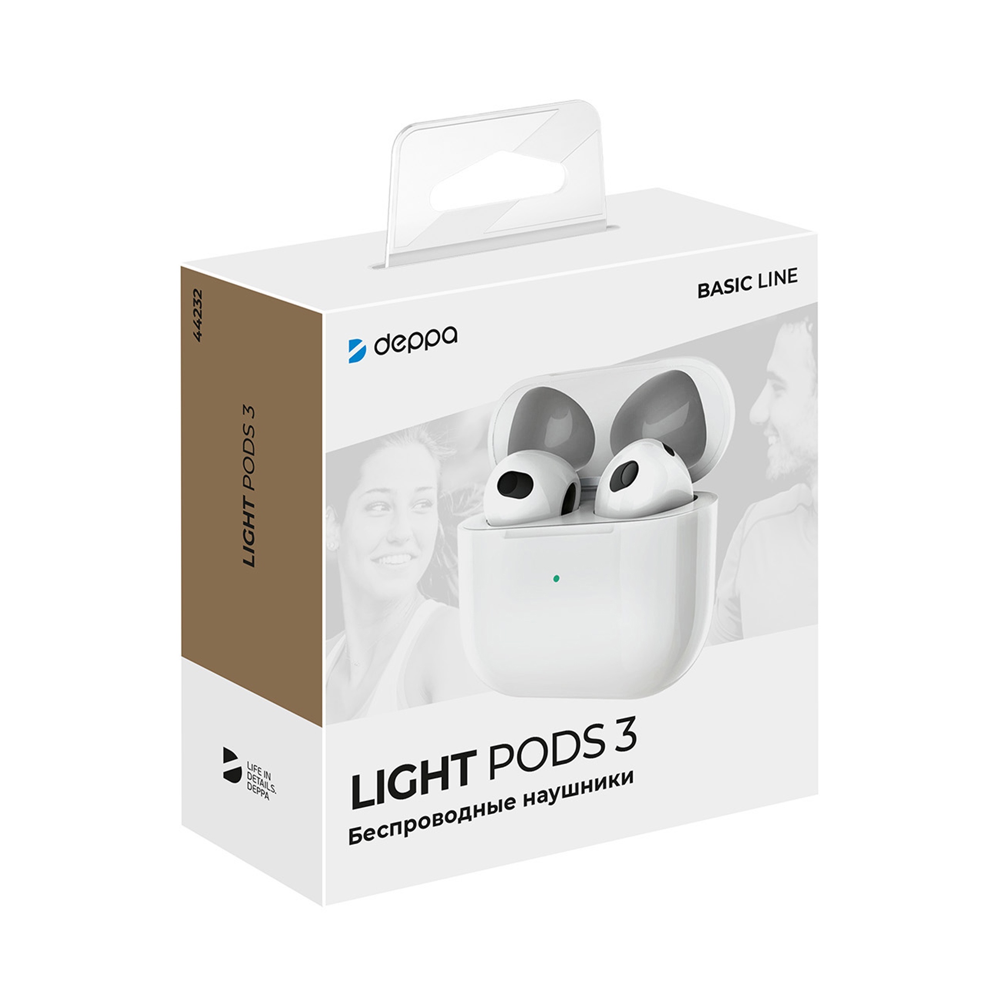 Беспроводные наушники с микрофоном Light Pods 3 , TWS, BT 5.4, 300 мАч