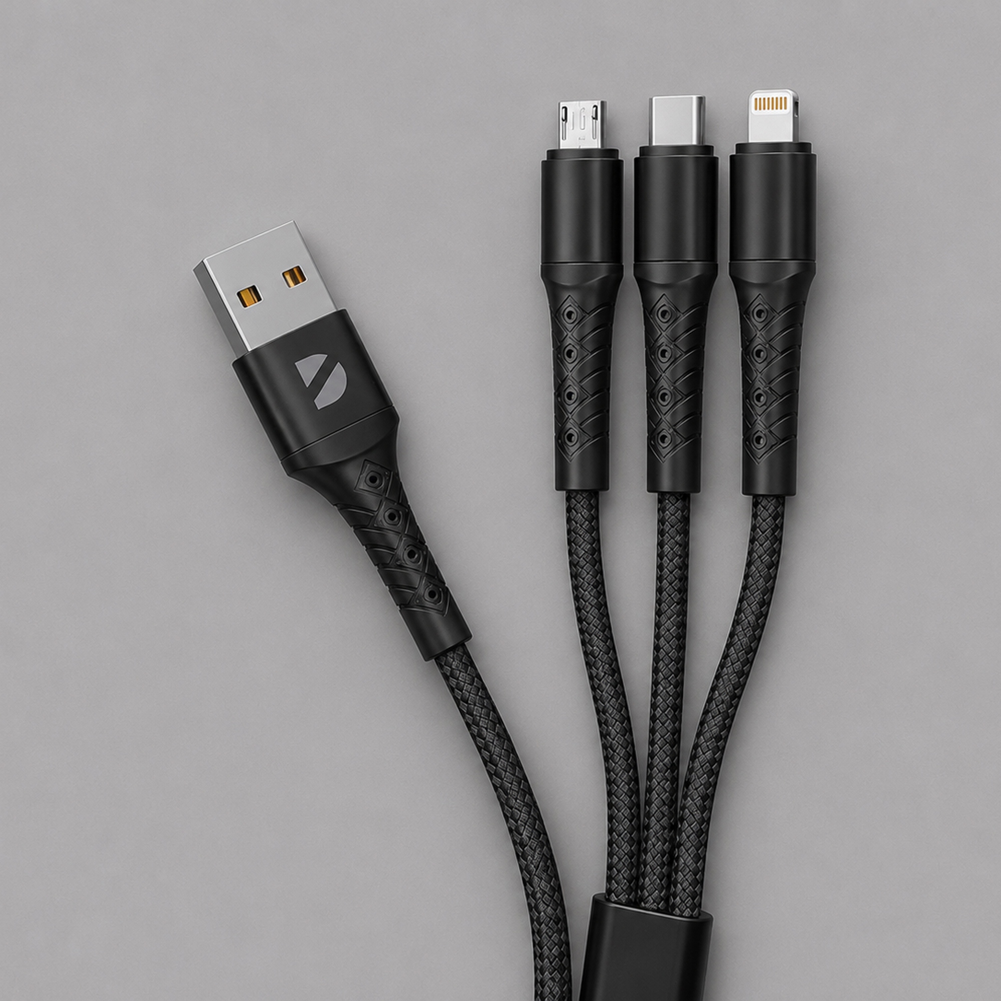 Дата-кабель Armor 3 в 1: micro USB, USB-C, Ligthning, 1.2м