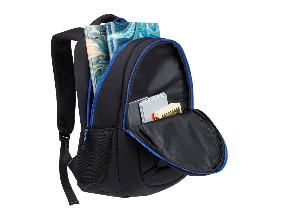 Рюкзак TORBER CLASS X, черный с синей вставкой, полиэстер 900D, 45 x 32 x 16 см