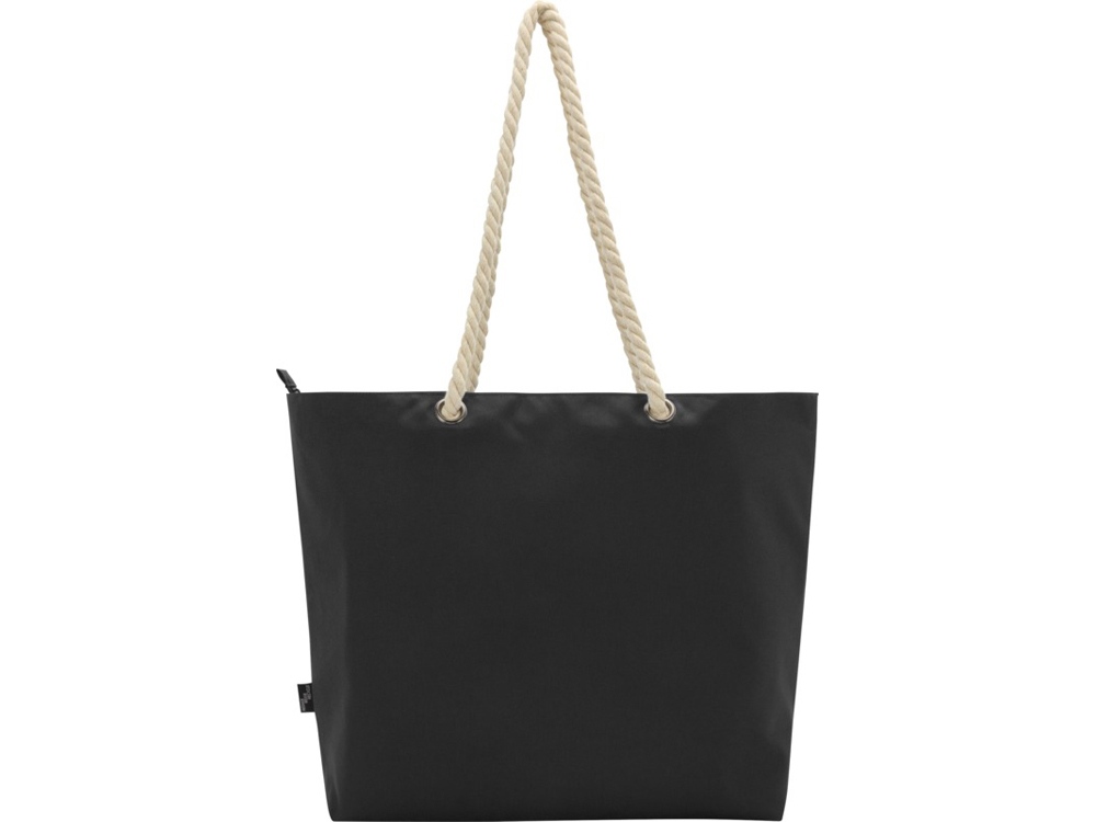 Panama пляжная эко-сумка-холодильник из переработанного материала, с ручками-шнурками 23L, сплошной черный