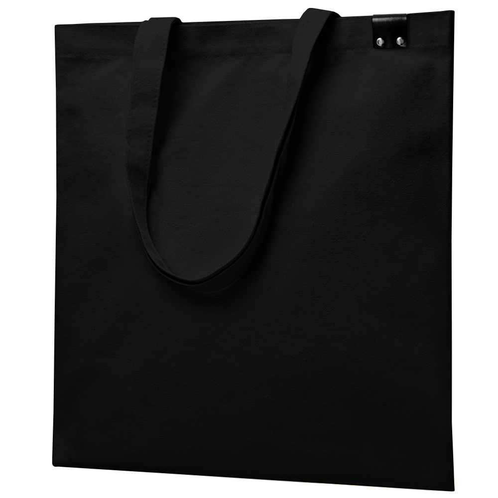 Сумка для покупок IVORY 325 г/м² с PU нашивкой, чёрный/чёрный