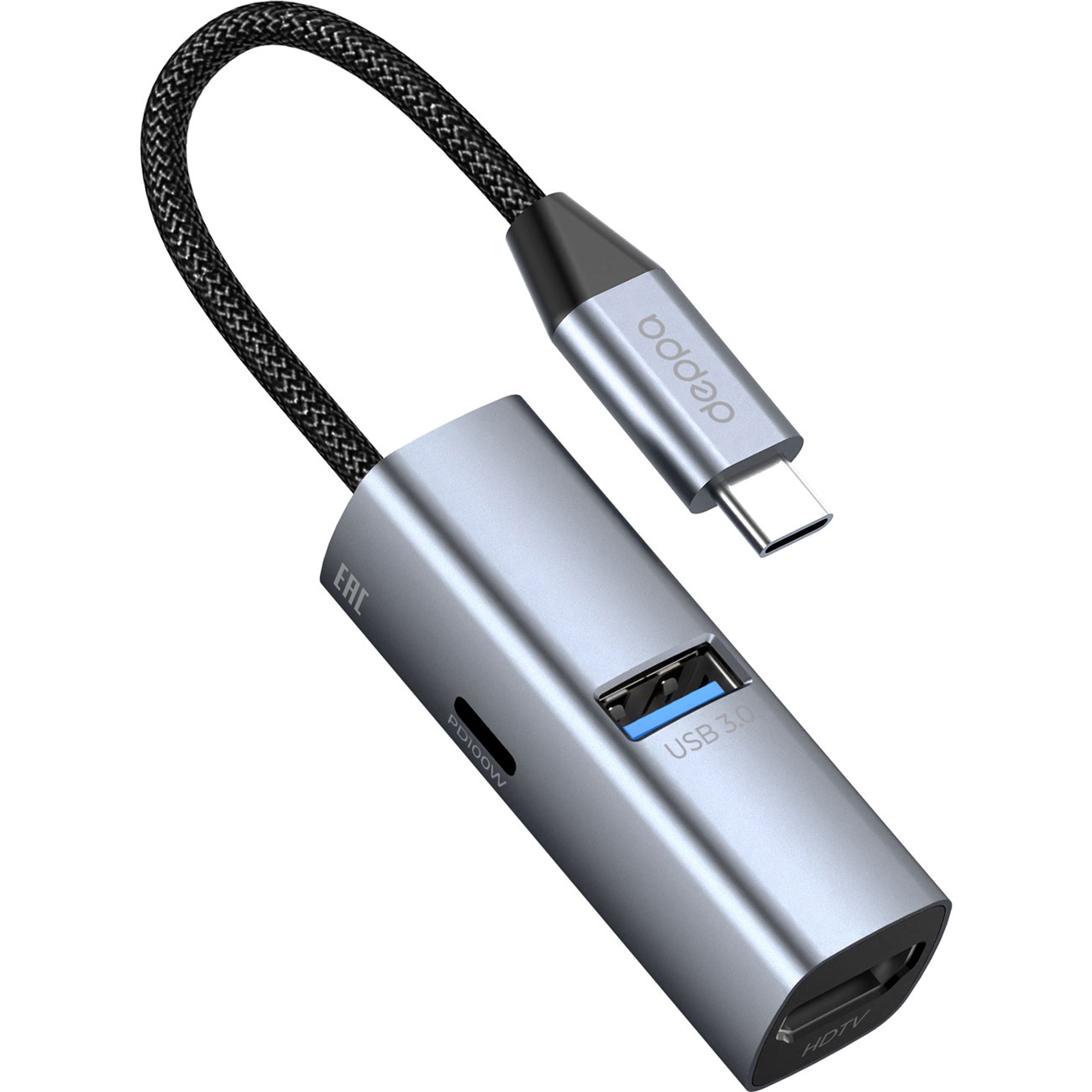 USB-хаб 3 в 1 USB-C - USB-A3.0 + USB-C PD100Вт + HDMI