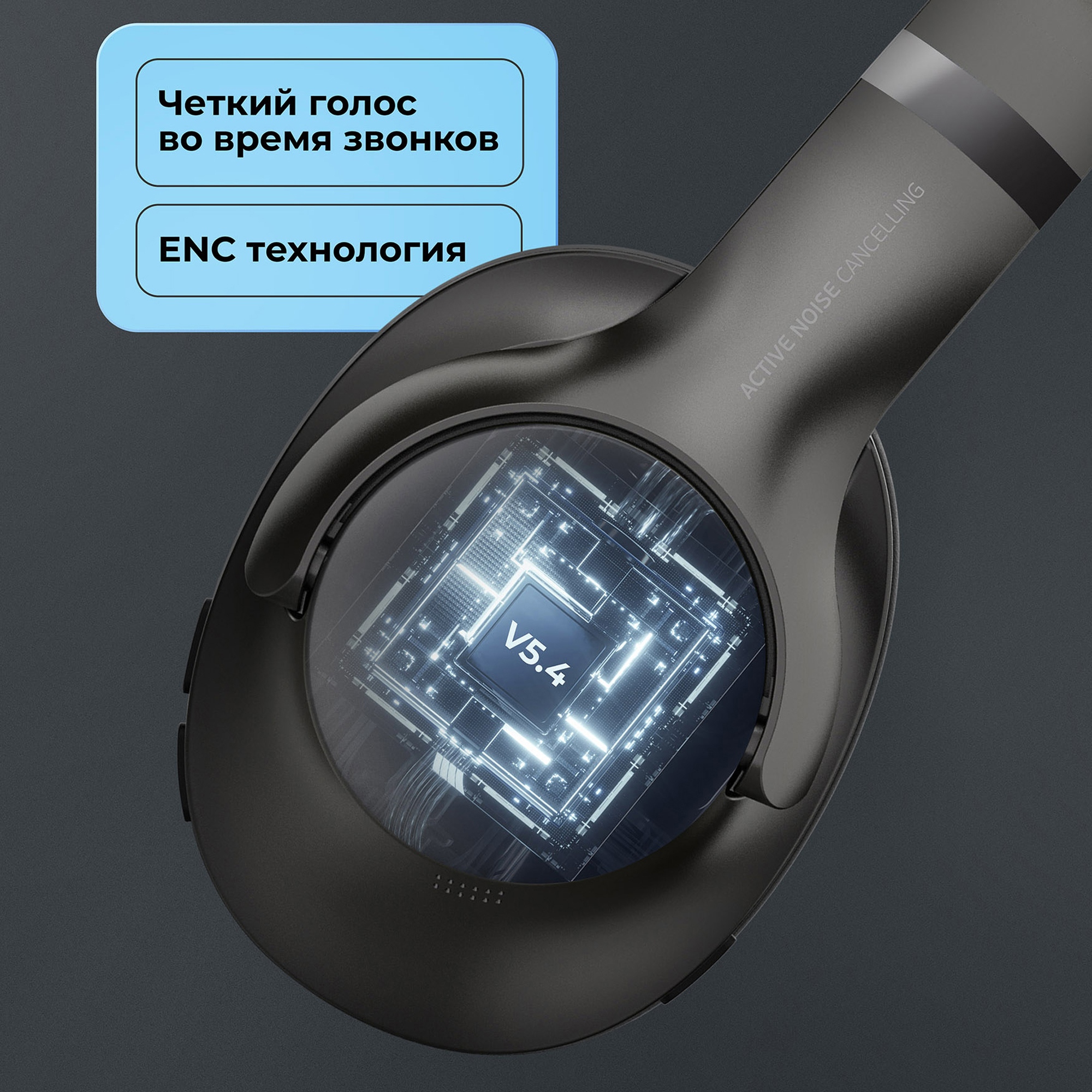 Беспроводные накладные наушники Stereo Ultra ANC, BT 5.4, ANC/ENC, 500мАч