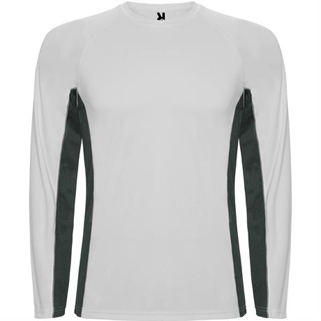 Спортивная футболка SHANGHAI L/S мужская, БЕЛЫЙ/ТЕМНЫЙ ГРАФИТ L