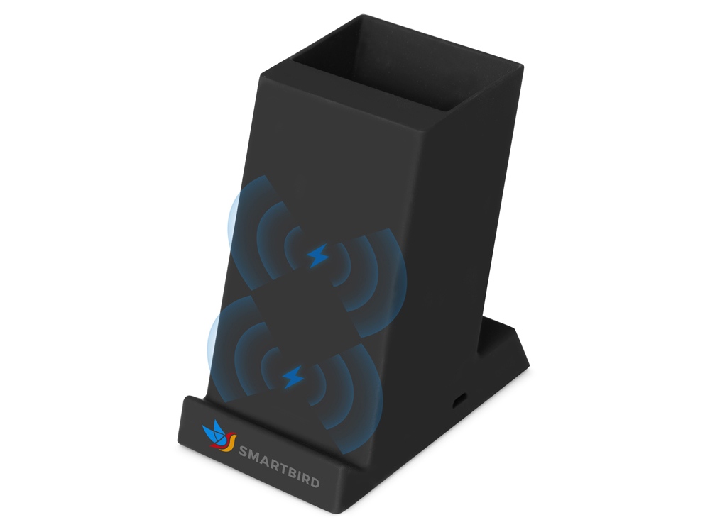 Беспроводная зарядка-подставка с подсветкой Glow box, черный (Р)
