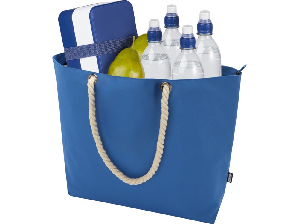 Panama пляжная эко-сумка-холодильник из переработанного материала, с ручками-шнурками 23L, ярко-синий
