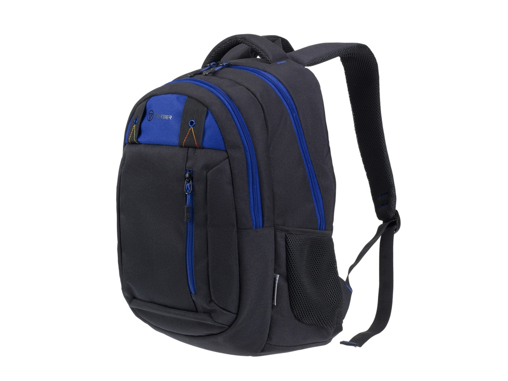 Рюкзак TORBER CLASS X, черный с синей вставкой, полиэстер 900D, 45 x 32 x 16 см