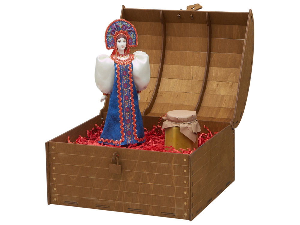 Подарочный набор: кукла фарфоровая, крем-мед, красный