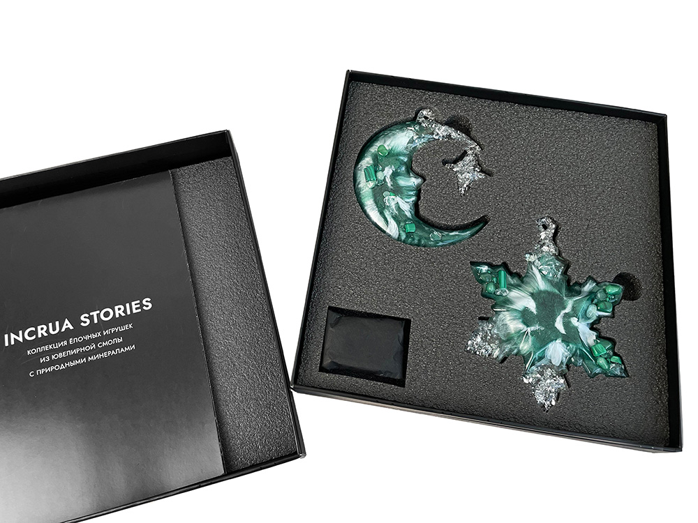 Набор елочных игрушек: Полумесяц, Снежинка