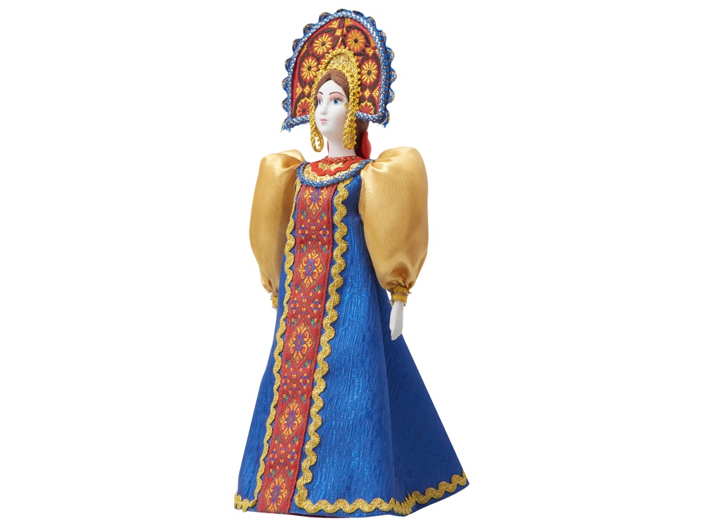 Подарочный набор: кукла фарфоровая, мед, синий