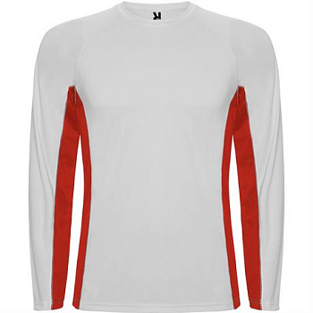 Спортивная футболка SHANGHAI L/S мужская, БЕЛЫЙ/КРАСНЫЙ 2XL