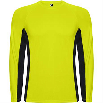 Спортивная футболка SHANGHAI L/S мужская, ФЛУОРЕСЦЕНТНЫЙ ЖЕЛТЫЙ/ЧЕРНЫЙ 2XL