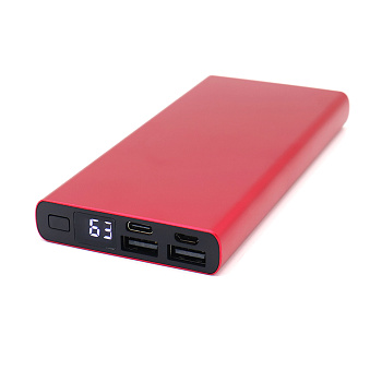 Внешний аккумулятор Höginn в металлическом корпусе, 10000mAh, красный.