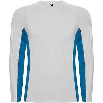 Спортивная футболка SHANGHAI L/S мужская, БЕЛЫЙ/КОРОЛЕВСКИЙ СИНИЙ 2XL