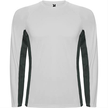 Спортивная футболка SHANGHAI L/S мужская, БЕЛЫЙ/ТЕМНЫЙ ГРАФИТ 2XL
